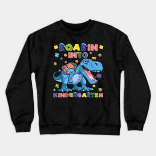 Roaring Kindergarten Dinosaur T Rex Back To School Boys Crewneck Sweatshirt